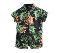 Générique Ensemble Tout-Petits Garçons Ete 6 Mois-4 Ans Imprimé Floral Chemise Manches Courtes avec Short Coton Ensemble Hawaï pour Garçon Chic Tenue de Plage (Black, 2-3 Years)
