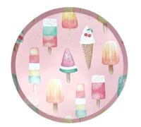 Générique Ensemble vaisselle jetable Motif Glaces, Assiettes et Gobelets en Papier et serviettes Design Pastel Rose et Menthe, Décoration Fête d'Été, 80 pièces pour 20 personnes