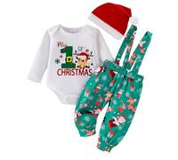 Générique Ensembles Bébé Garçon, Enfant Noël Mariage Vêtements Body + Chapeau + Pantalon avec Bretelles 0-18 Mois