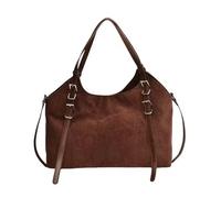 Générique Ensembles De Bagages Pour Hommes Et Femmes Large Capacity Suede Bag Shoulder Satchel Bag Portefeuille Bracelet (Coffee, One Size)