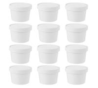 Générique Ensembles de Bols à Glace Jetables Surface Lisse en Papier Blanc Lot de 20 8oz avec Couvercle pour Dessert et Yaourt