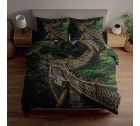 Générique Ensembles de Housse de Couette 3D, Pont Suspendu de Montagne, Tissage de câbles, literie, Ensemble de lit Double avec 1 Housse de Couette, 2 taies d’Oreiller, Microfibre Respirante