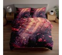 Générique Ensembles de Housse de Couette 3D - Stellar Petal Fall Bedding Ensemble de lit Double, Fragmented Comet Blossom Transformation, Microfiber 3PC Set (1 Housse de Couette, 2 Couvre-oreillers)