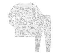 Générique Ensembles de NoëL pour Enfants Ensemble Sweat à Capuche et Pantalon Unisexe pour Enfants,Confortable,à colorier et Faire soi-même,Dessiner la Main(White,7-8)