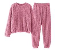 Générique Ensembles de Pyjama Femme en Polaire Hiver Chaud Vêtement de Nuit à Manches Longues Doux Pyjama Pilou Pilou Combinaison Pyjama Filles Flanelle Loungewear Sleepwear Vêtements