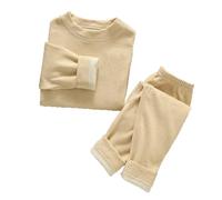 Générique Ensembles de Pyjama Fille | Pyjama Hiver Chaud pour ado Filles Couleur Unie 2 PC Tenue de Nuit Casual Haut Tee Shirt Manches Longues + Thermique Pantalon | Vêtements de Maison pour 1-18 Ans