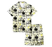 Générique Ensembles de Pyjamas pour Enfants d'halloween Halloweenl 2 Pièces Vêtements Nuit Ensemble Pyjama en Coton Costume Cosplay Bien serré Coupe troite Unisexe Filles et GarçOns