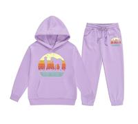 Générique Ensembles de Vêtements Fille Décontracté - Ensemble 2 pièces pour Filles Sweat à Capuche et Pantalon Jogging décontracté imprimé Lettres vêtements Chauds Mode Confortable