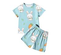 Générique Ensembles Fille.Ensemble t-Shirt à Manches Courtes et Short pour bébé garçon et Fille,Motif Lapin Poulet Mignon,Tenue de Pâques