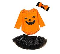 Générique Ensembles Fille Infantile bébé Filles Halloween Citrouille Dessin animé à Manches Longues Barboteuse Body Tutu Gaze Jupe Tenues Ensemble