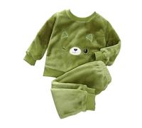 Générique Ensembles Fille,VêTements en Flanelle Mignons pour GarçOns Et Filles, Manches Longues Et Pantalons, VêTements d'hiver Chauds avec Pantalons De SurvêTement en Polaire (Green, 3-4 Years)