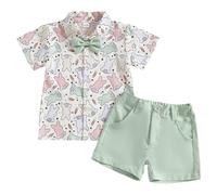Générique Ensembles GarçOn Ensemble Chemise boutonnée Revers et Short Poches pour Petit garçon, idéal pour Pâques. (White, 18-24 Months)