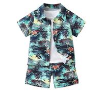 Générique Ensembles Garçon Eté de 2 Pièces, Ensemble Garçon Été Deux Pièces Chemise Manches Courtes et Short Vêtement Décontracté Plage Confortable Jeune Enfant Quotidien