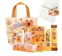 Générique Ensembles Papeterie - Kit De Stylos, Trousse, Carnets Et Notes Autocollantes - Set De Papeterie Scolaire Capybara | Pour Filles, Élèves, Adolescents, Garçons, Maison et Université
