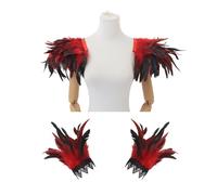 Générique Epaulette en Plumes Gothique Plume Cape Châle Punk Femme Accessoire De Costume Épaulettes Cape Noeud Papillon Collier Carnaval Brésilien Costume pour Représentations sur Scène Et Cosplay
