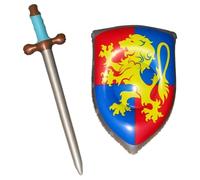 Générique Épée Gonflable et Bouclier de Lion Chevalier Party Favors Set Bouclier d'épée médiévale Gonflable pour fêtes à thème médiévales, événements de Costumes et décor de Cabine Photo