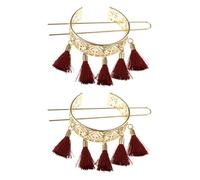 Générique Épingle à Cheveux Creuse Rétro à Pompon 2 Pièces, Taille Moyenne, Alliage Métallique, pour Femmes, Coiffure Chignon Bohème, Accessoire Décoratif Vintage