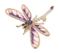 Générique Épingle Libellule en Alliage avec Pierres Pourpre, Légère et Confortable, Accessoire Polyvalent pour Vêtements, Présent Artisanal pour Anniversaire