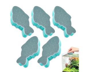 Générique Éponge pour bac à Poissons - 5 éponges nettoyantes Double Face en Forme de Poisson - Grattoir Aquarium,pour Bassin, crevettes, Tortues, Betta, Eau salée, Eau Douce, Cuisine Domestique