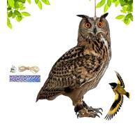 Générique Epouvantail Oiseaux, Effaroucheur Oiseaux Pigeon Hibou, Hibou Anti Pigeons for Balcon Garden Tree, Décor De Protecteur De Jardin Imperméable avec Une Cloche