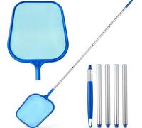 Générique Épuisette de Surface pour Piscine et Spa, Épuisette à Feuilles avec Poignée en Aluminium Détachable de 1.6M, Outil de Nettoyage pour Feuilles Flottantes et Insectes, Nettoyage Piscine