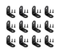 Générique Équerres d'angle Renfort Solide Lot de 12 90° Forme L en Acier Inoxydable Noir avec 24 Vis Installation Facile pour Meubles et Étagères en Extérieur et Intérieur