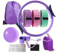 Générique Équipement de Pilates,Set Anneau et Ballon de Pilates - Accessoires Musculation Corps Entier Entraîneur Fitness Épaules Hanches Dos Jambes Bras