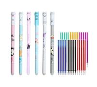 Générique Erasable Pens, 0.5mm Ballpoint Set, 5.91inches, Cute Cat Pattern Design, Pack of 6, Smooth Writing Tools, Heat-Sensitive Ink, Ideal for Kids, Students, Office, School, Planners, Reporters