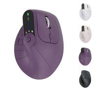 Générique Ergonomic Triple-Connect Wireless Mouse, Ergonomic Vertical Mouse, with 4 Adjustable Dpi and USB-C Receiver, with Multi-Function Knob, for Laptop/Computer/Pc (Pruple)