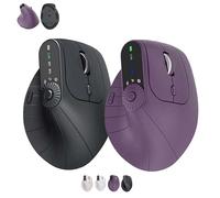 Générique Ergonomic Triple-Connect Wireless Mouse, Vertical Ergonomic Mouse with 4 Adjustable DPI, Multi-Device Bluetooth & 2.4G Connectivity, 57° Handshake Grip & Smart Display (Black+ Purple)