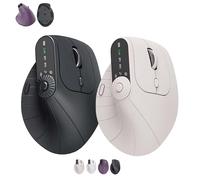 Générique Ergonomic Triple-Connect Wireless Mouse, Vertical Ergonomic Mouse with 4 Adjustable DPI, Multi-Device Bluetooth & 2.4G Connectivity, 57° Handshake Grip & Smart Display (Black+Beige)