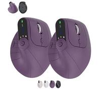 Générique Ergonomic Triple-Connect Wireless Mouse, Vertical Ergonomic Mouse with 4 Adjustable DPI, Multi-Device Bluetooth & 2.4G Connectivity, 57° Handshake Grip & Smart Display (Purple+Purple)