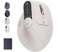 Générique Ergonomic Triple-Connect Wireless Mouse, Vertical Ergonomic Mouse with 4 Adjustable DPI Screen Display Multi-Knob for Laptop/PC/Mac for Office/Gaming/Design (Beige)