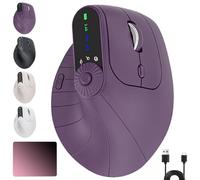 Générique Ergonomic Triple-Connect Wireless Mouse, Wireless Ergonomic Vertical Mouse, 4 Adjustable DPI, Programmable Knob, USB-C Charging, for Pain Relief for Office, Gaming, Design (Purple)