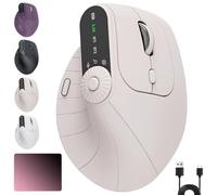Générique Ergonomic Triple-Connect Wireless Mouse, Wireless Ergonomic Vertical Mouse, 4 Adjustable DPI, Programmable Knob, USB-C Charging, for Pain Relief for Office, Gaming, Design (Beige)