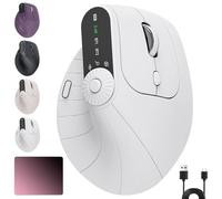 Générique Ergonomic Triple-Connect Wireless Mouse, Wireless Ergonomic Vertical Mouse, 4 Adjustable DPI, Programmable Knob, USB-C Charging, for Pain Relief for Office, Gaming, Design (White)