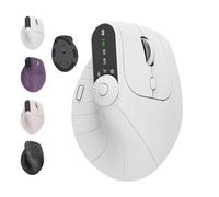 Générique Ergonomic Triple-Connect Wireless Mouse, Wireless Ergonomic Vertical Mouse with 4 Adjustable DPI, Bluetooth 5.0 USB-C Receiver, for Computer/Pc/Laptop, Multi-Function Knob (White)