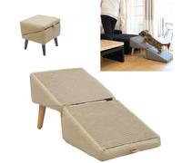 Générique Escalier Pliable Polyvalent, Rampe divisée pour Chien, Convient aux marches de Porche, Combinaison lit et canapé, marches pour canapés pour Grands et Petits Chiens, Coton Kaki, 11