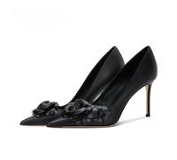 Générique Escarpins À Bout Pointu pour Femmes avec Applique | Cuir Pu Escarpins De Robe Avec Fleurs 3d, Talon Aiguille Chaussures De SoiréE, Glisser Sur Chaussures Pour InvitéS