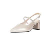 Générique Escarpins Femme Bout Pointu Slingback Talon Bloc Strass Mariage | Bout Pointu Slingback Pompes Gros Bloc Talon Strass Bride Satin Supérieur Réglable Boucle Semelle Extérieure Anti-dérapant
