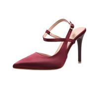 Générique Escarpins Femme en Satin de Haute Qualité à Bout Pointu, des Lanières Croisées au Cou-de-pied et une Boucle Métallique Rose Or au Niveau de la Cheville, Talon Aiguille - Un Style Simple