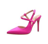 Générique Escarpins Femme en Satin de Haute Qualité à Bout Pointu, des Lanières Croisées au Cou-de-pied et une Boucle Métallique Rose Or au Niveau de la Cheville, Talon Aiguille - Un Style Simple