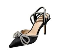 Générique Escarpins pour Femmes À Bride en Croix avec Strass | Chaussures De SoiréE à Bout Pointu Avec Bride ArrièRe,Escarpins à Talon Aigu De MariéE Et Demoiselle D'Honneur Avec NœUd