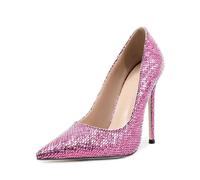 Générique Escarpins Rose Femme À Pointe Fine, Talon Haut Texturé | Aspect Brillant Texturé Pour Une Allure HabilléE ; Ligne éLancéE IdéAle Pour RéCeptions, DîNers, FêTes Et SoiréEs