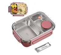 Générique Escentio Lunch Box, Stainless Steel Bento Box Adult Lunch, Portable,Leak-Proof Stackable Cutlery Set, For Office, Travel, Field Lodgings (Two Compartments pink)