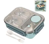 Générique Escentio Lunch Box, Stainless Steel Portable Escentio Lunch Box,2025 New Stainless Steel Bento,Leak-Proof Stackable Cutlery Set (Three Compartments Green)