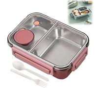 Générique Escentio Lunch Box, Stainless Steel Portable Escentio Lunch Box,2025 New Stainless Steel Bento,Leak-Proof Stackable Cutlery Set (Two Compartments Pink)
