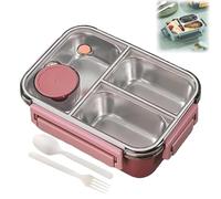 Générique Escentio Lunch Box, Stainless Steel Portable Escentio Lunch Box,2025 New Stainless Steel Bento,Leak-Proof Stackable Cutlery Set (Three Compartments Pink)