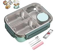 Générique Escentio Lunch Box, Stainless Steel Portable Escentio Lunch Box, Leak-Proof Stackable Cutlery Set with 2/3 Compartment,Large Capacity (Three Compartments Pink) (Green,3-Grid)