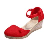 Générique Espadrille Femmes Compensees Fermées - Espadrilles Femme Été Confortable Elegant Sandale Avec Fermé Derrière Décontractées Chaussures Paille Claquettes Légère Espadrilles